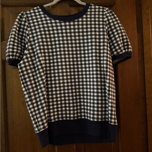 Draper James Navy and Cream Gingham Sweatshirt. Only worn to try on!